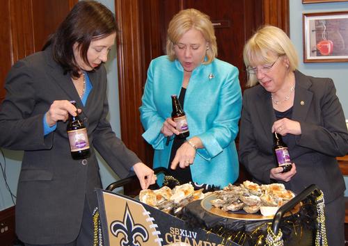 Senator Landrieu Delivers Oysters and Abita After Seahawks Beat the Saints